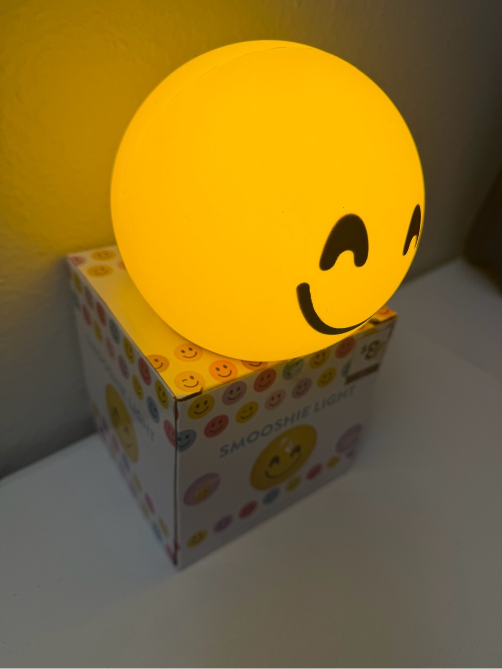 Yellow Smiley Plush Night Light - Soft LED Emoji Glow